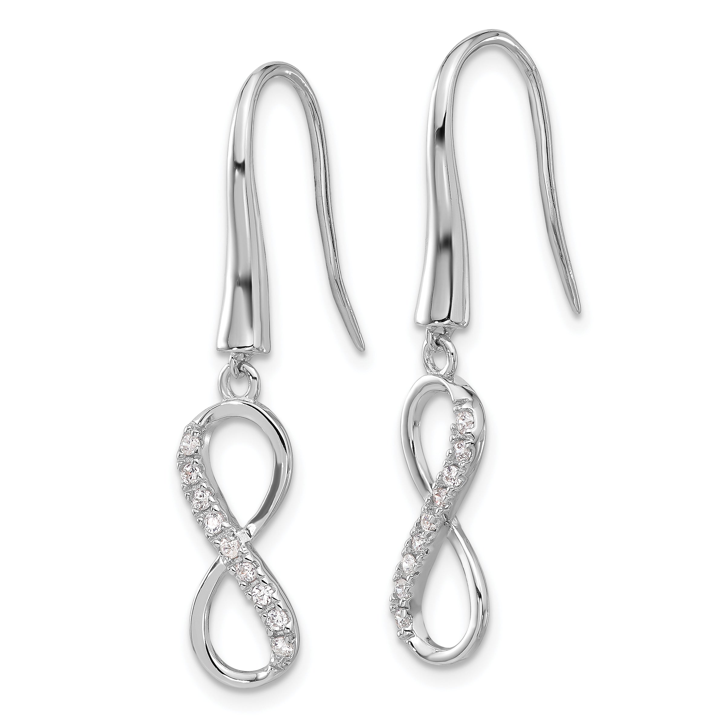 Cheryl M Sterling Silver Rhodium-plated Brilliant-cut CZ Infinity Dangle Earrings