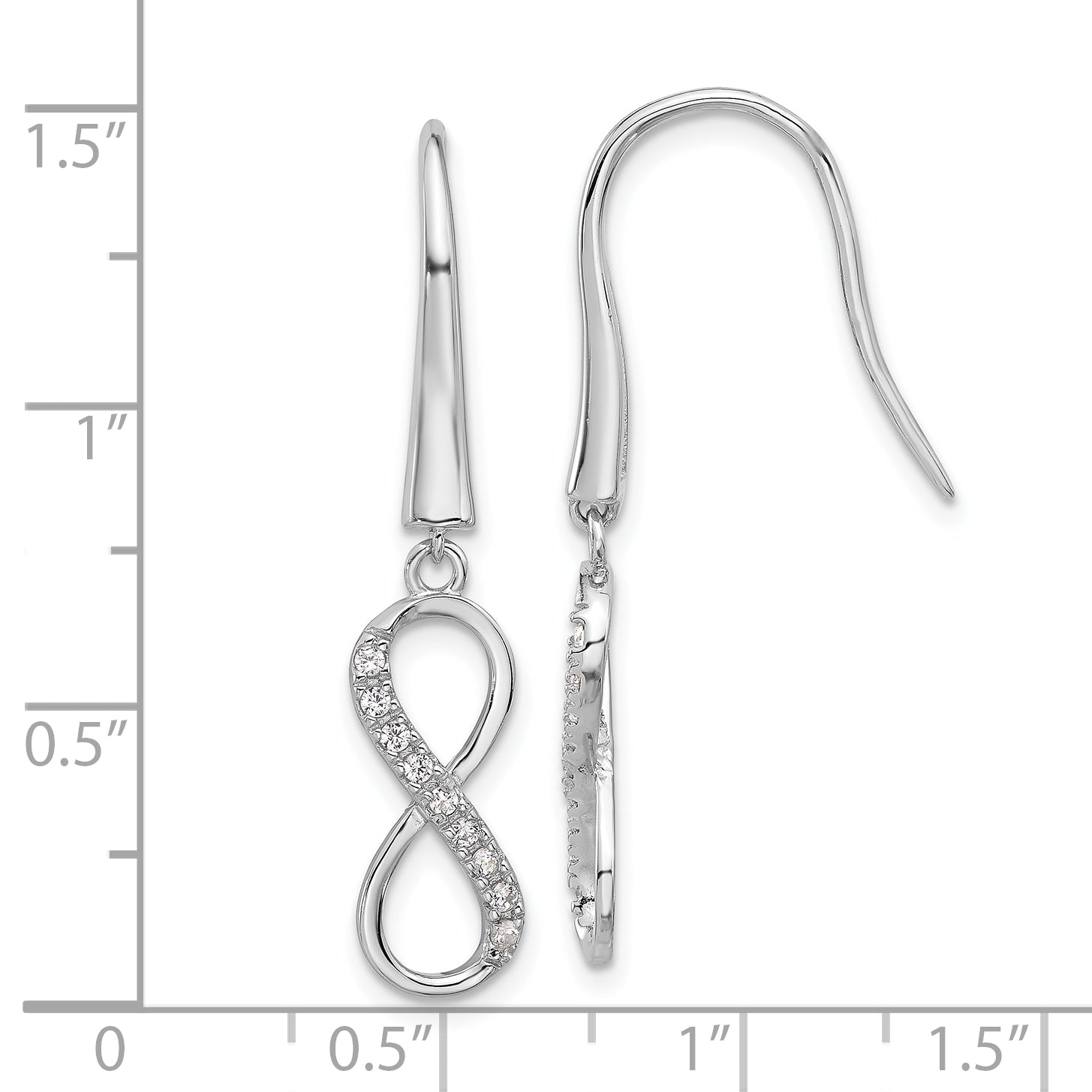 Cheryl M Sterling Silver Rhodium-plated Brilliant-cut CZ Infinity Dangle Earrings