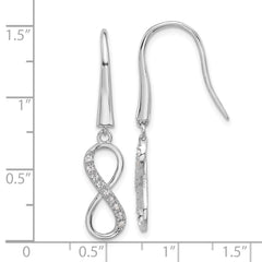 Cheryl M Sterling Silver Rhodium-plated Brilliant-cut CZ Infinity Dangle Earrings