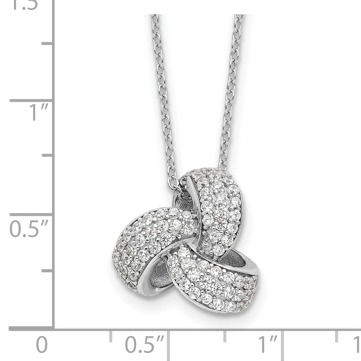 Cheryl M Sterling Silver Rhodium-plated Brilliant-cut Pave CZ Love Knot 18 Inch Necklace with 2 Inch Extender