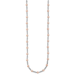 Cheryl M Sterling Silver Rhodium-plated and Rose Gold-plated Accent Brilliant-cut CZ Bezel 42 Station 24 Inch Necklace