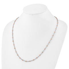 Cheryl M Sterling Silver Rhodium-plated and Rose Gold-plated Accent Brilliant-cut CZ Bezel 42 Station 24 Inch Necklace