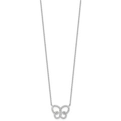 Cheryl M Sterling Silver Rhodium-plated Brilliant-cut CZ Butterfly 18 Inch Necklace with 2 Inch Extender