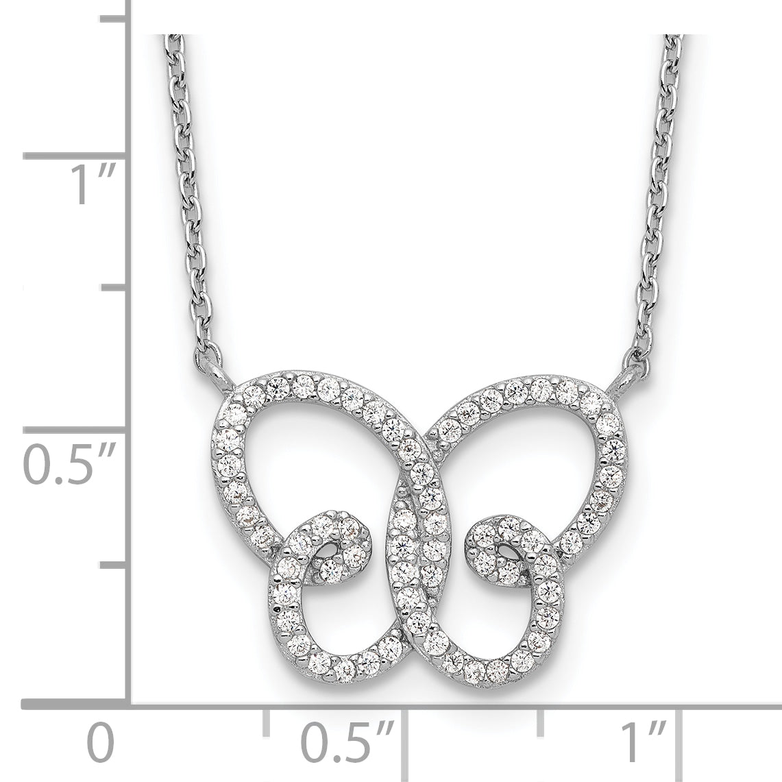 Cheryl M Sterling Silver Rhodium-plated Brilliant-cut CZ Butterfly 18 Inch Necklace with 2 Inch Extender