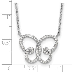 Cheryl M Sterling Silver Rhodium-plated Brilliant-cut CZ Butterfly 18 Inch Necklace with 2 Inch Extender