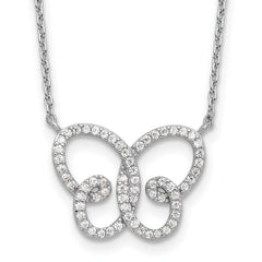 Cheryl M Sterling Silver Rhodium-plated Brilliant-cut CZ Butterfly 18 Inch Necklace with 2 Inch Extender