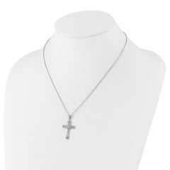 Cheryl M Sterling Silver Rhodium-plated Brilliant-cut CZ Cross 18 Inch Necklace with 2 Inch Extender