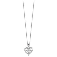 Cheryl M Sterling Silver Rhodium-plated Brilliant-cut Vibrant CZ Awareness Heart 18 Inch Necklace with 2 Inch Extender