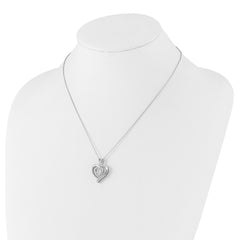 Cheryl M Sterling Silver Rhodium-plated Brilliant-cut Vibrant CZ Awareness Heart 18 Inch Necklace with 2 Inch Extender