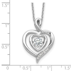 Cheryl M Sterling Silver Rhodium-plated Brilliant-cut Vibrant CZ Awareness Heart 18 Inch Necklace with 2 Inch Extender