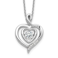 Cheryl M Sterling Silver Rhodium-plated Brilliant-cut Vibrant CZ Awareness Heart 18 Inch Necklace with 2 Inch Extender