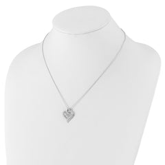 Cheryl M Sterling Silver Rhodium-plated Brilliant-cut CZ MOM Heart 18 Inch Necklace with 2 Inch Extender