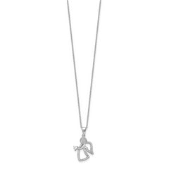 Cheryl M Sterling Silver Rhodium-plated Brilliant-cut CZ Angel 18 Inch Necklace with 2 Inch Extender