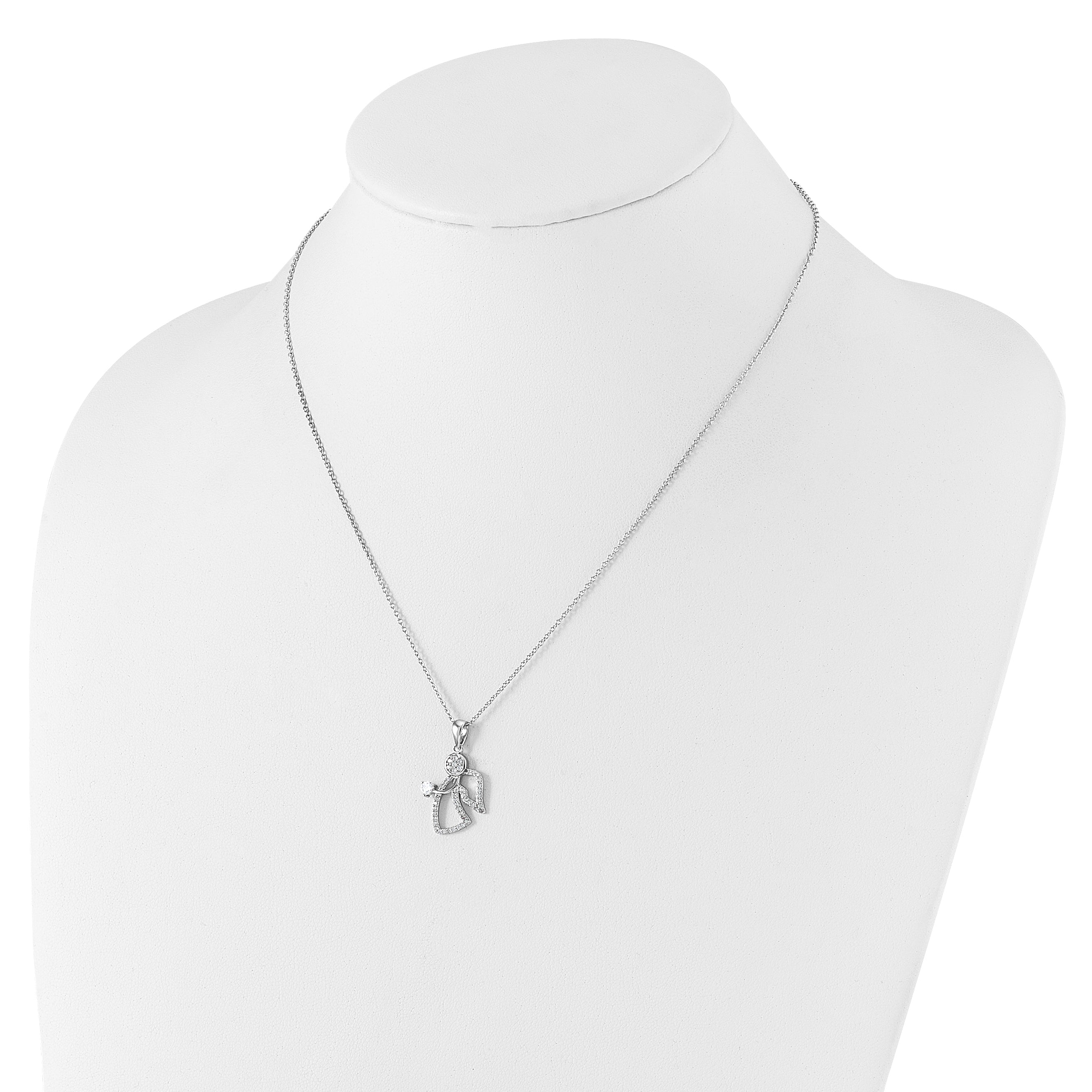 Cheryl M Sterling Silver Rhodium-plated Brilliant-cut CZ Angel 18 Inch Necklace with 2 Inch Extender