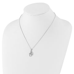 Cheryl M Sterling Silver Rhodium-plated Brilliant-cut CZ Angel 18 Inch Necklace with 2 Inch Extender