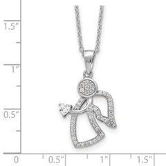 Cheryl M Sterling Silver Rhodium-plated Brilliant-cut CZ Angel 18 Inch Necklace with 2 Inch Extender