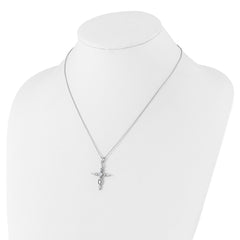 Cheryl M Sterling Silver Rhodium-plated Brilliant-cut and Marquise-cut CZ Cross 18 Inch Necklace with 2 Inch Extender