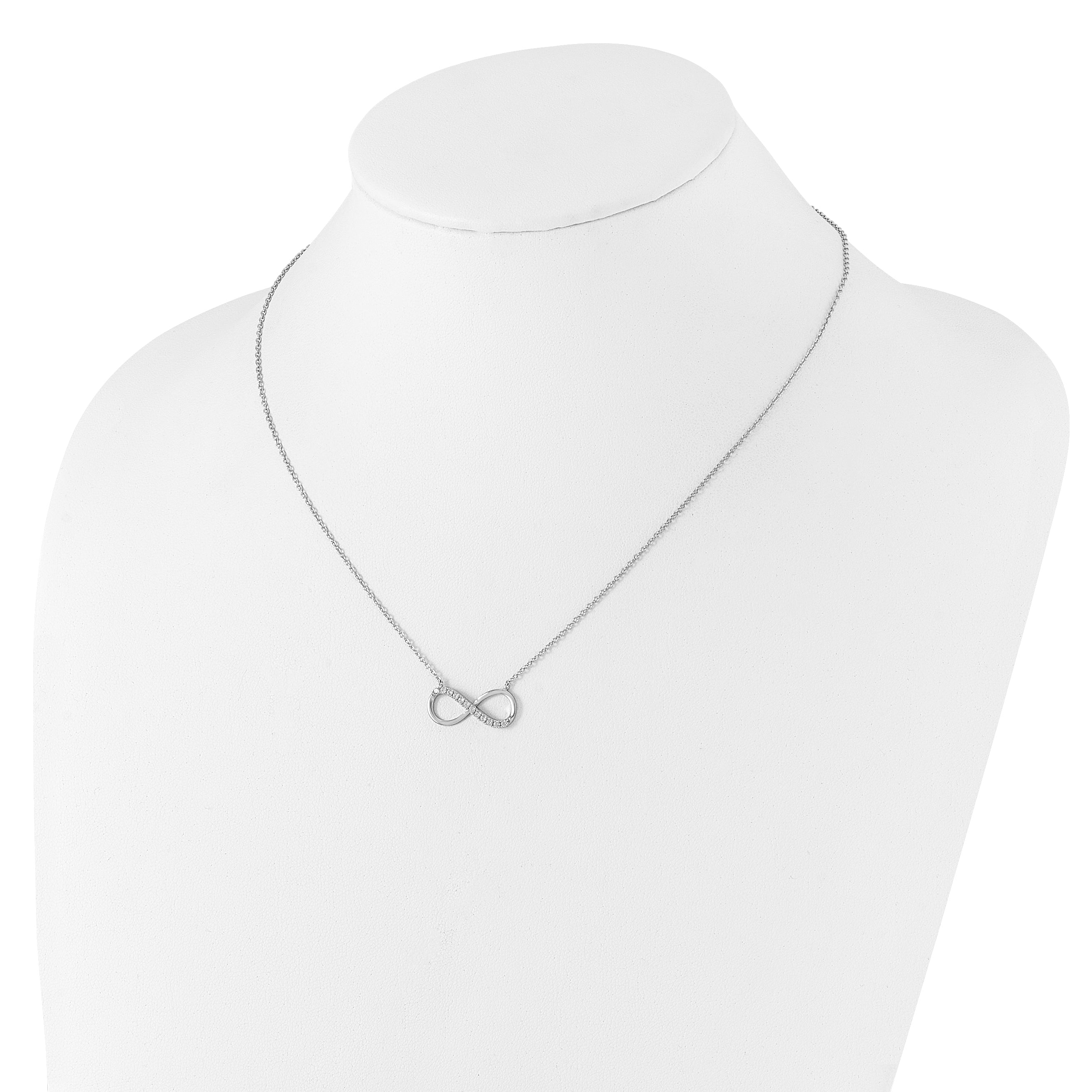 Cheryl M Sterling Silver Rhodium-plated Brilliant-cut CZ Infinity 18 Inch Necklace