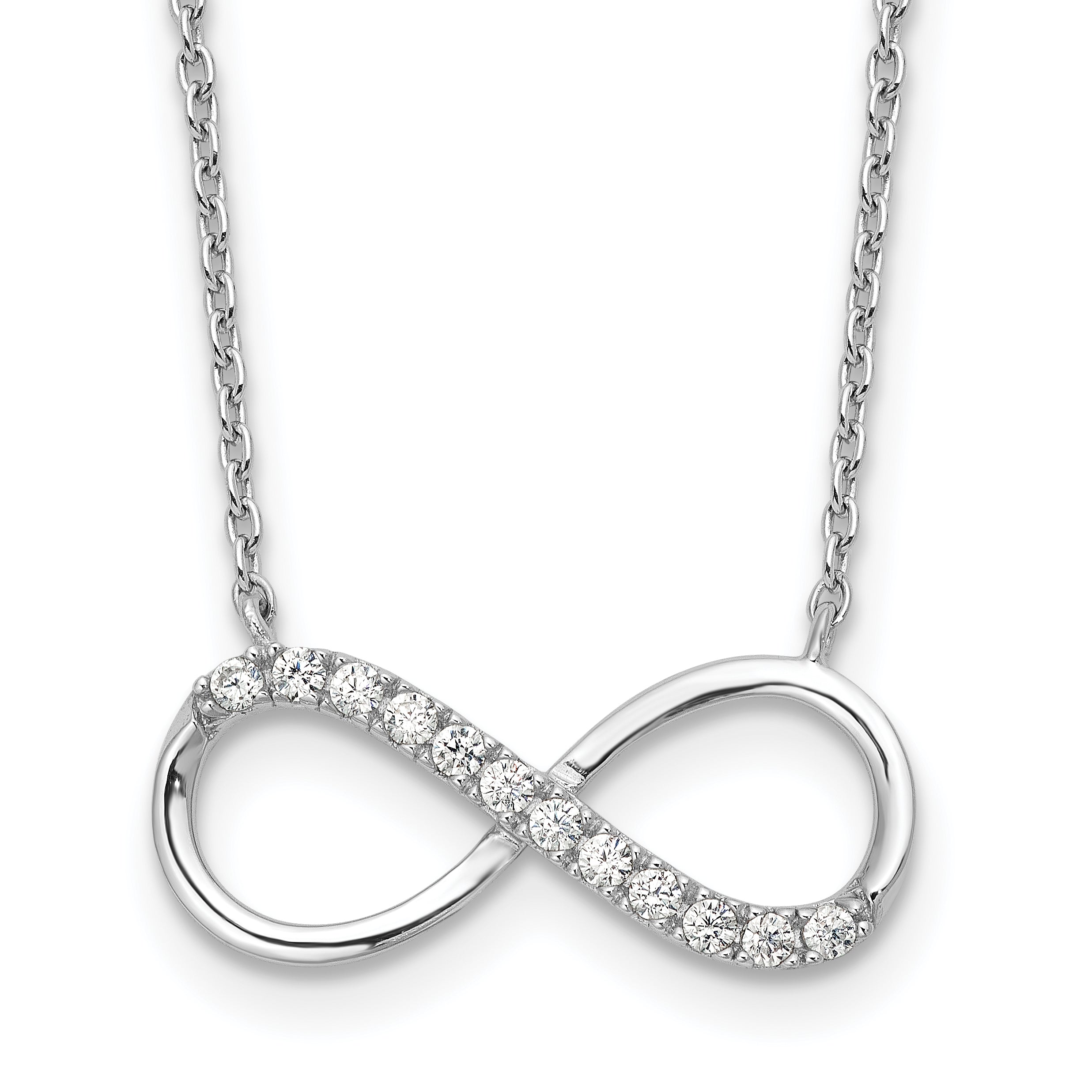 Cheryl M Sterling Silver Rhodium-plated Brilliant-cut CZ Infinity 18 Inch Necklace