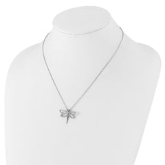 Cheryl M Sterling Silver Rhodium-plated Brilliant-cut CZ Dragonfly 18 Inch Necklace with 2 Inch Extender