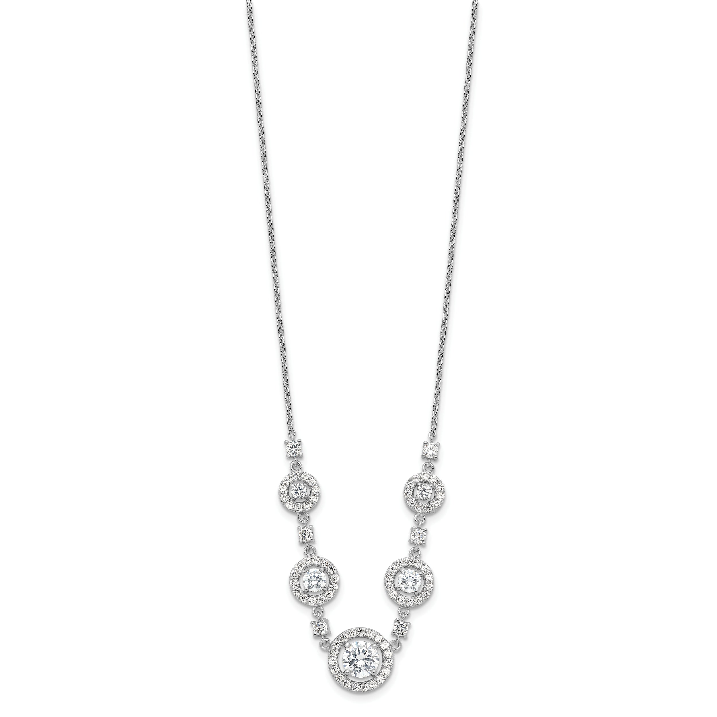 Cheryl M Sterling Silver Rhodium-plated Brilliant-cut CZ Fancy Halo Circles 18 Inch Necklace