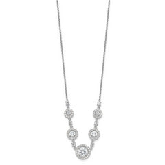 Cheryl M Sterling Silver Rhodium-plated Brilliant-cut CZ Fancy Halo Circles 18 Inch Necklace