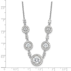 Cheryl M Sterling Silver Rhodium-plated Brilliant-cut CZ Fancy Halo Circles 18 Inch Necklace