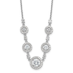 Cheryl M Sterling Silver Rhodium-plated Brilliant-cut CZ Fancy Halo Circles 18 Inch Necklace