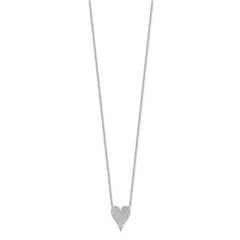 Cheryl M Sterling Silver Rhodium-plated Brilliant-cut Pave CZ Heart 18 Inch Necklace