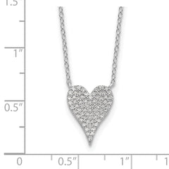 Cheryl M Sterling Silver Rhodium-plated Brilliant-cut Pave CZ Heart 18 Inch Necklace