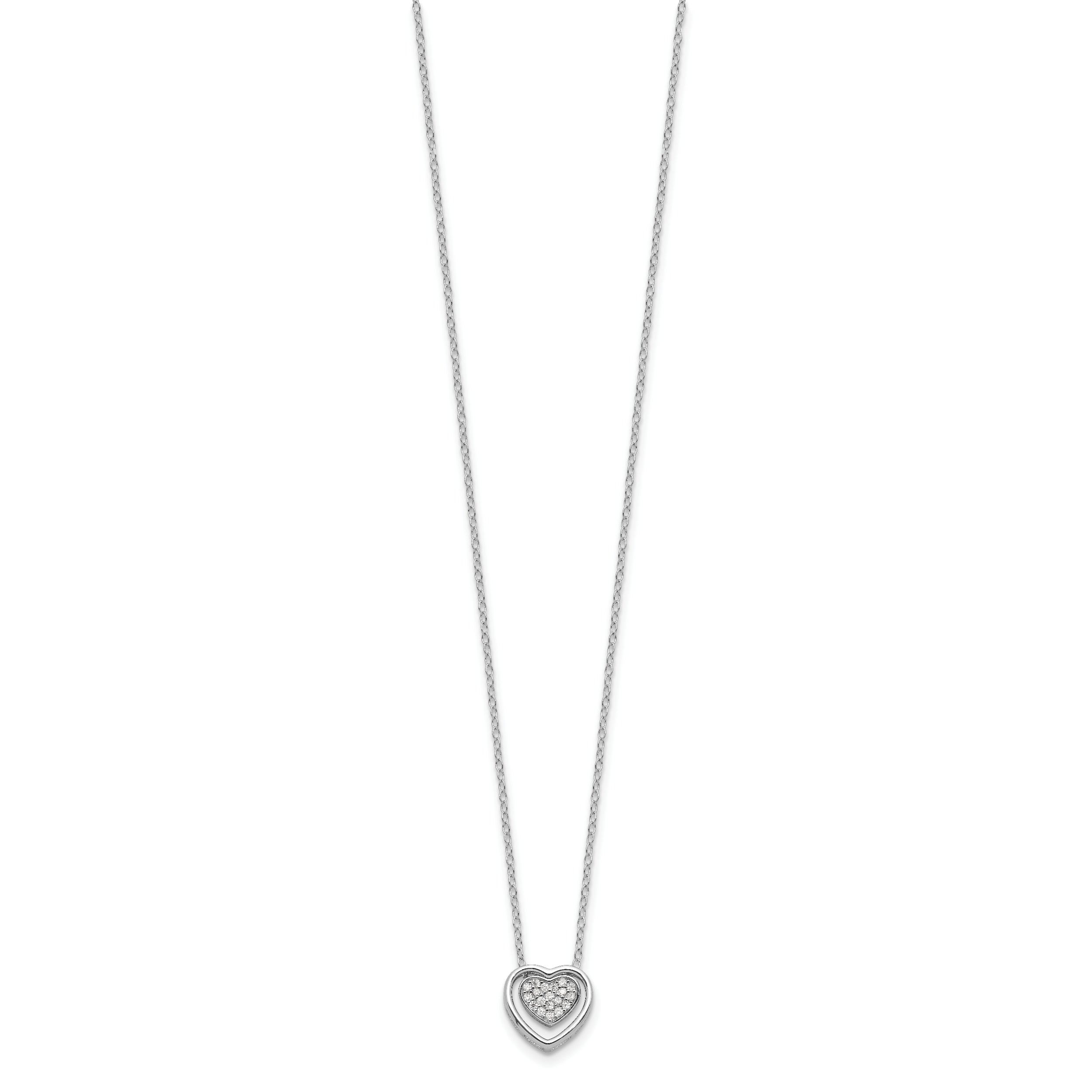 Cheryl M Sterling Silver Rhodium-plated Brilliant-cut CZ Double Heart 18 Inch Necklace