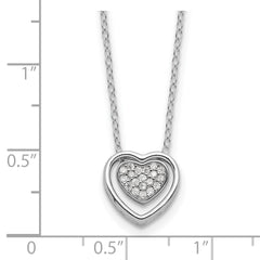 Cheryl M Sterling Silver Rhodium-plated Brilliant-cut CZ Double Heart 18 Inch Necklace