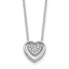 Cheryl M Sterling Silver Rhodium-plated Brilliant-cut CZ Double Heart 18 Inch Necklace