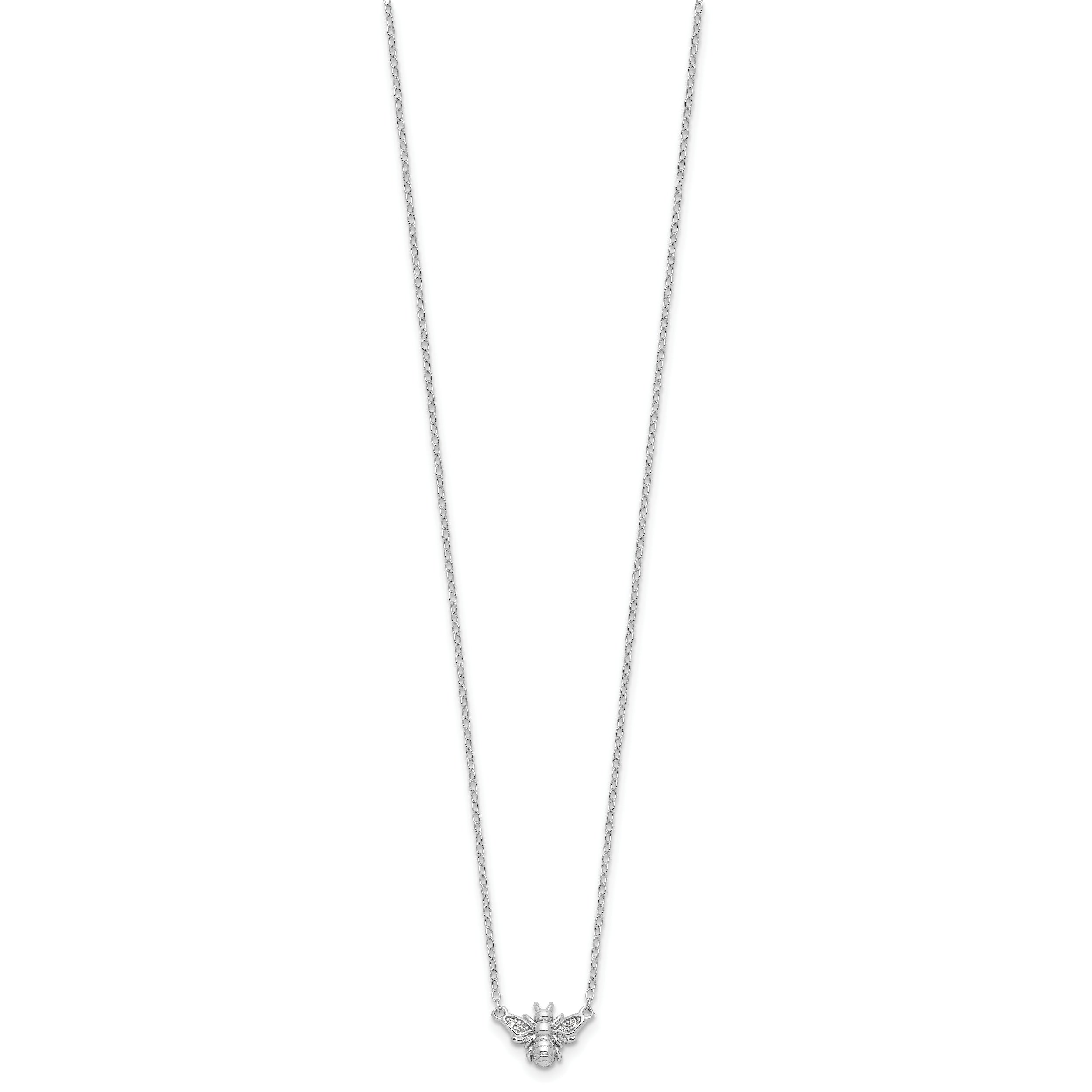 Cheryl M Sterling Silver Rhodium-plated Brilliant-cut CZ Bee 18 Inch Necklace