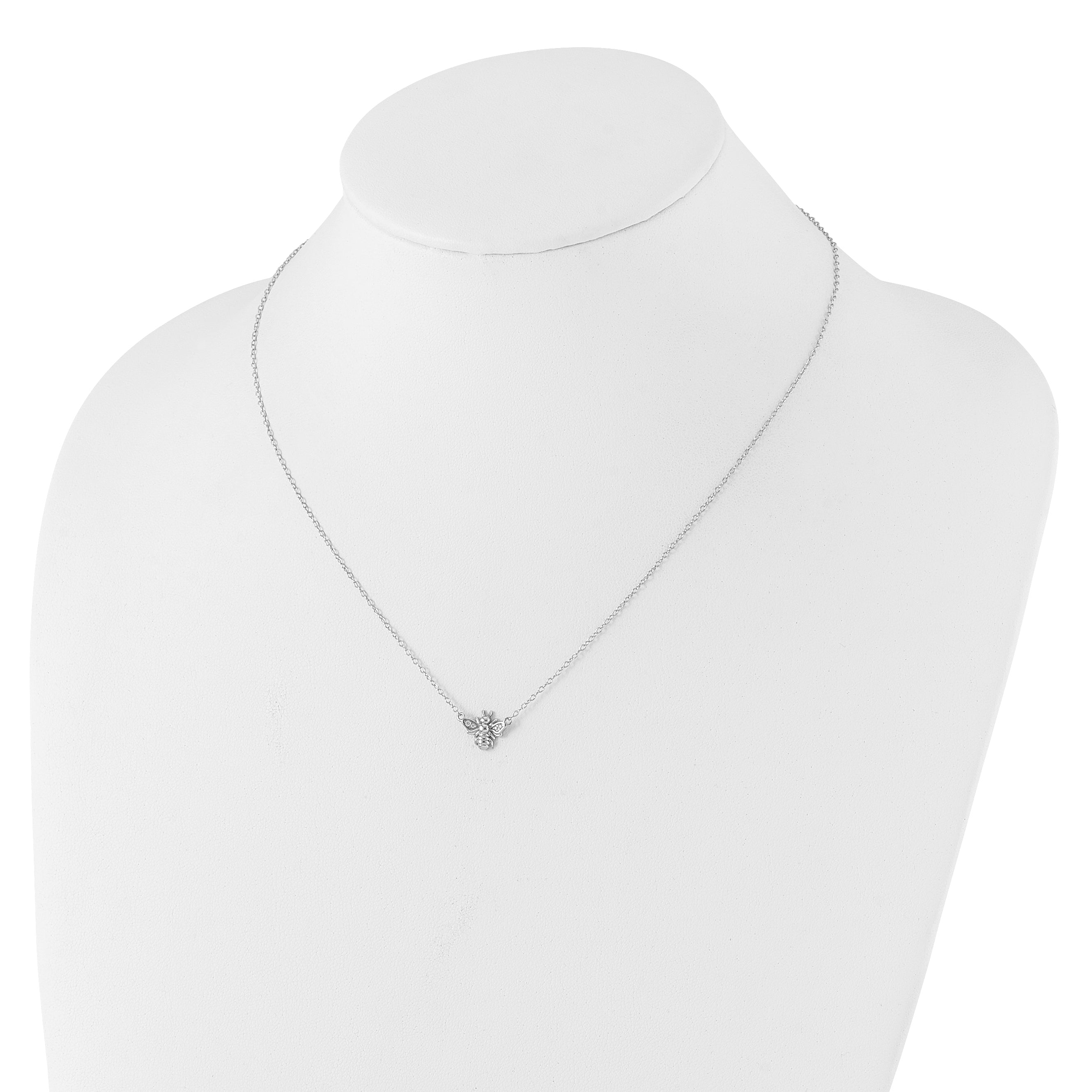 Cheryl M Sterling Silver Rhodium-plated Brilliant-cut CZ Bee 18 Inch Necklace