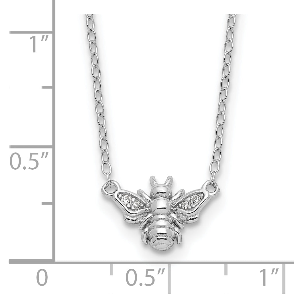 Cheryl M Sterling Silver Rhodium-plated Brilliant-cut CZ Bee 18 Inch Necklace