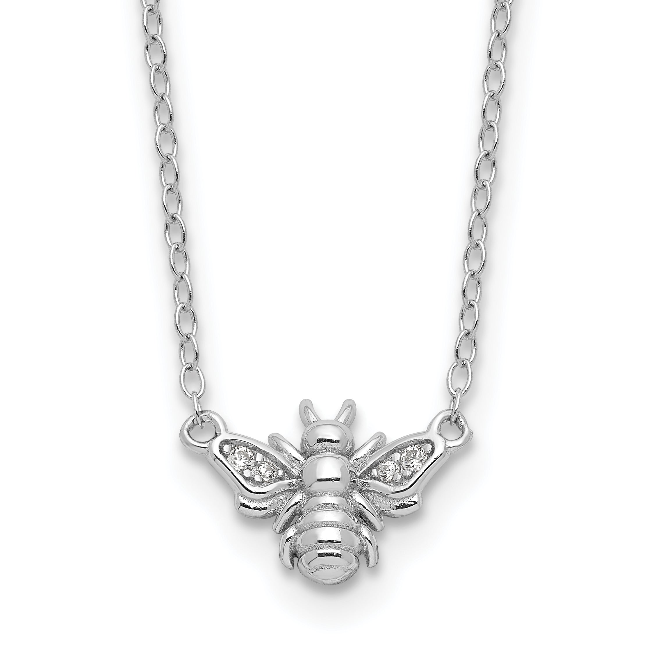 Cheryl M Sterling Silver Rhodium-plated Brilliant-cut CZ Bee 18 Inch Necklace