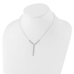 Cheryl M Sterling Silver Rhodium-plated Fancy Brilliant-cut Round & Pear CZ Y-Drop 16 Inch Necklace