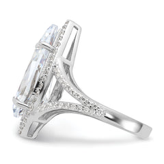 Cheryl M Sterling Silver Rhodium-plated Brilliant-cut CZ Fancy Teardrop Ring