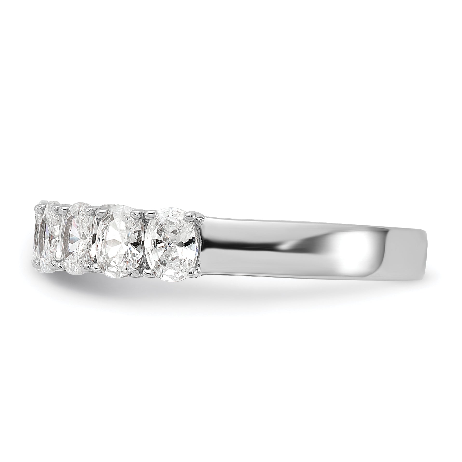 Cheryl M Sterling Silver Rhodium-plated Brilliant-cut Oval CZ 9-Stone Ring