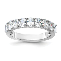 Cheryl M Sterling Silver Rhodium-plated Brilliant-cut Oval CZ 9-Stone Ring