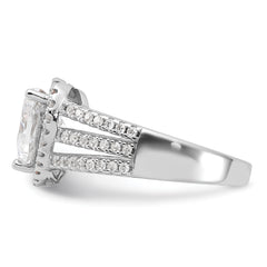 Cheryl M Sterling Silver Rhodium-plated Brilliant-cut CZ Halo Heart Ring