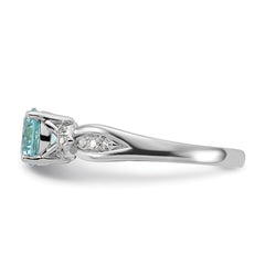 Cheryl M Sterling Silver Rhodium-plated Brilliant-cut Blue Glass and White CZ Ring