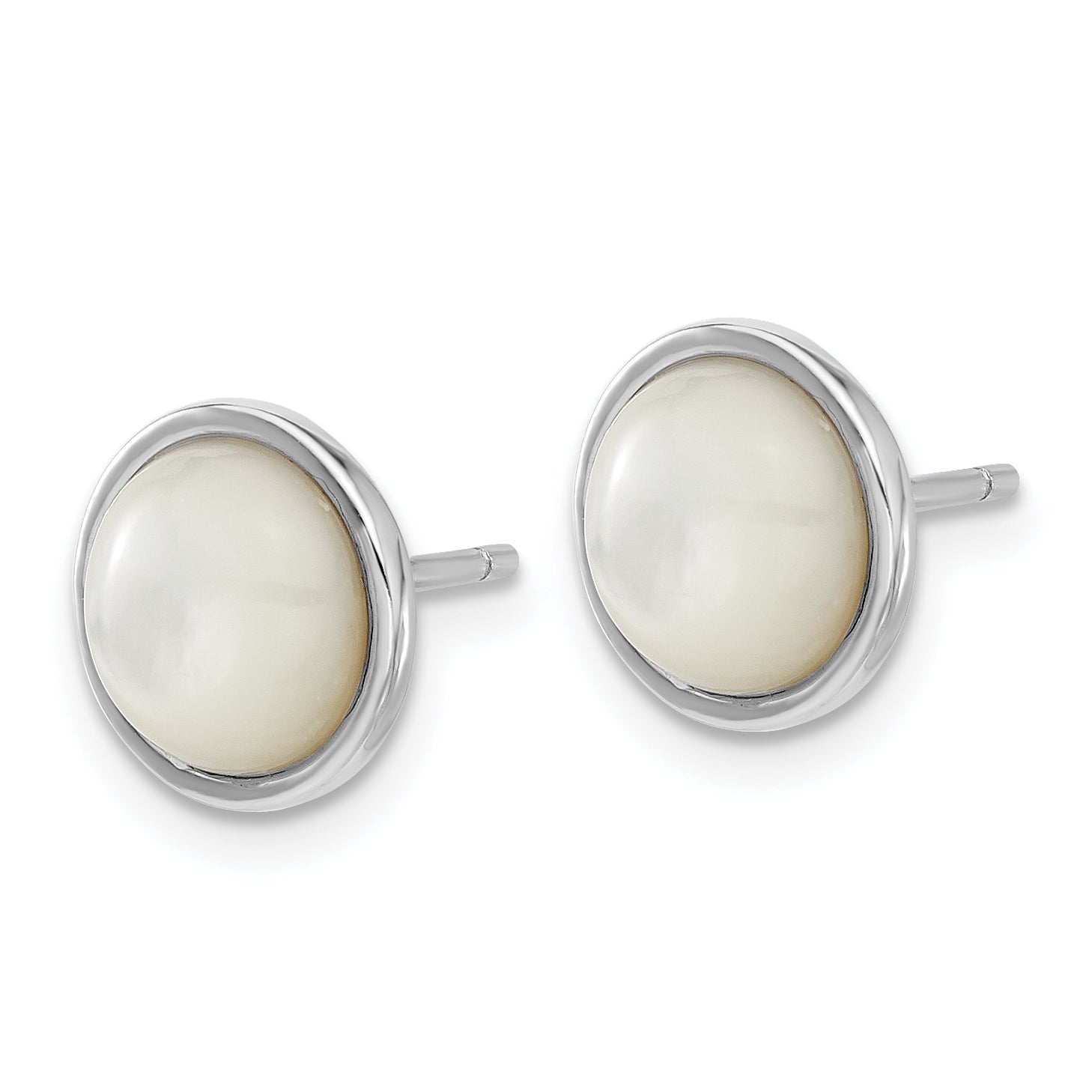 Cheryl M Sterling Silver Rhodium-plated Cabochon Mother of Pearl Post Stud Earrings