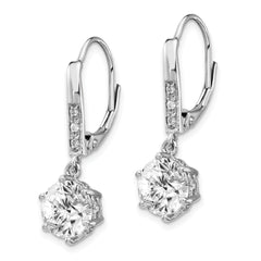 Cheryl M Sterling Silver Rhodium-plated Brilliant-cut CZ Dangle Leverback Earrings