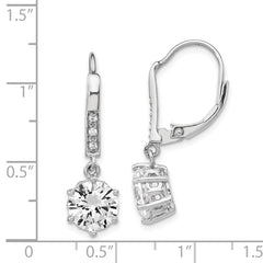 Cheryl M Sterling Silver Rhodium-plated Brilliant-cut CZ Dangle Leverback Earrings