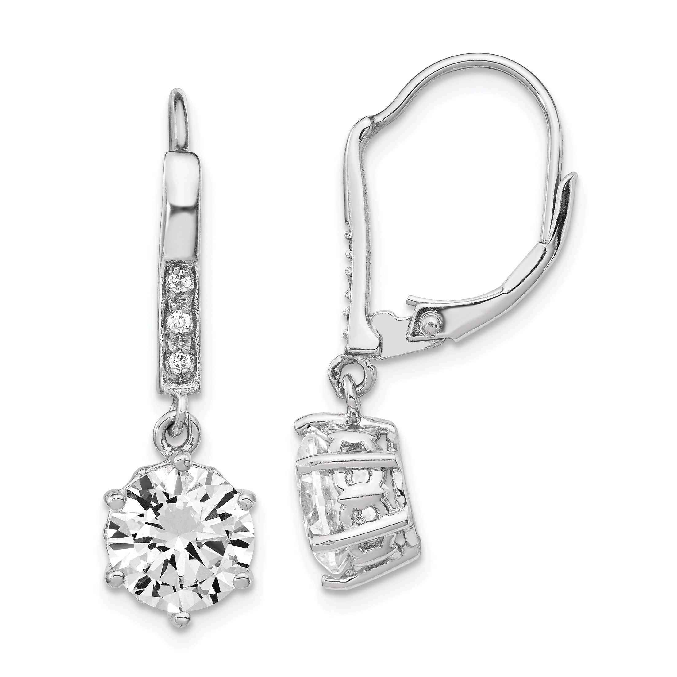 Cheryl M Sterling Silver Rhodium-plated Brilliant-cut CZ Dangle Leverback Earrings