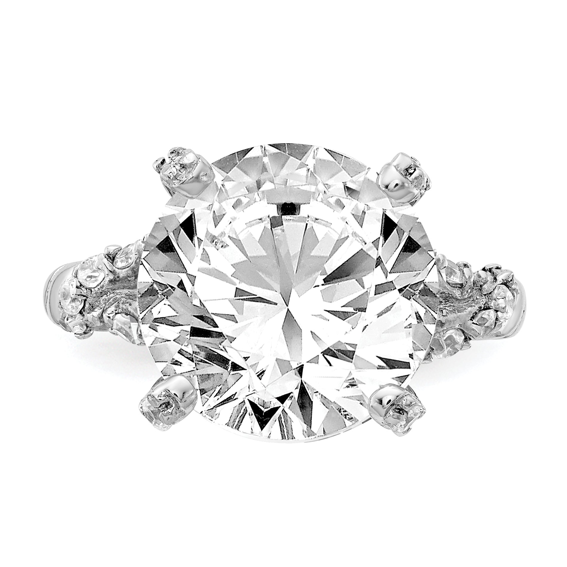 Cheryl M Sterling Silver Rhodium-plated Fancy Brilliant-cut CZ Ring