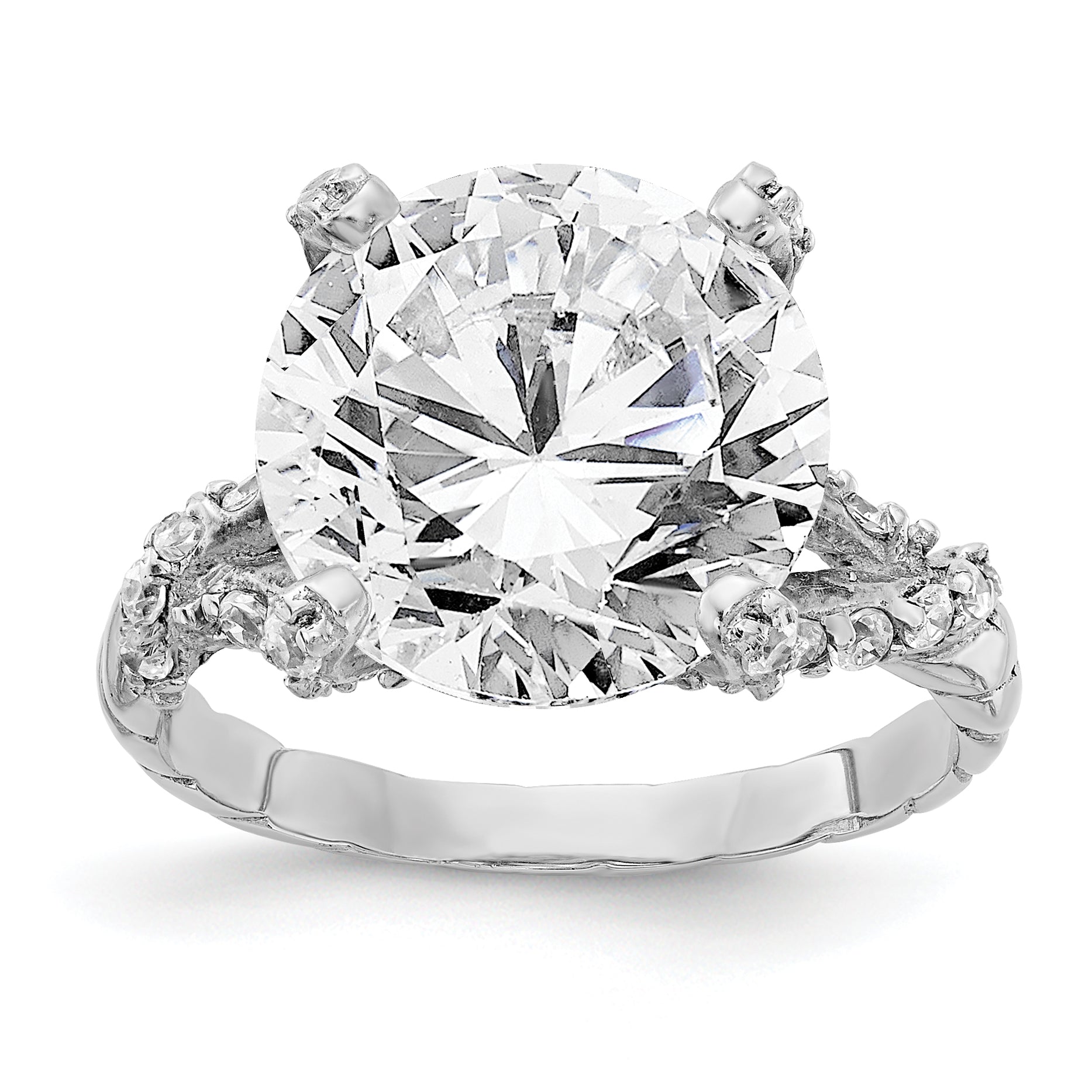 Cheryl M Sterling Silver Rhodium-plated Fancy Brilliant-cut CZ Ring