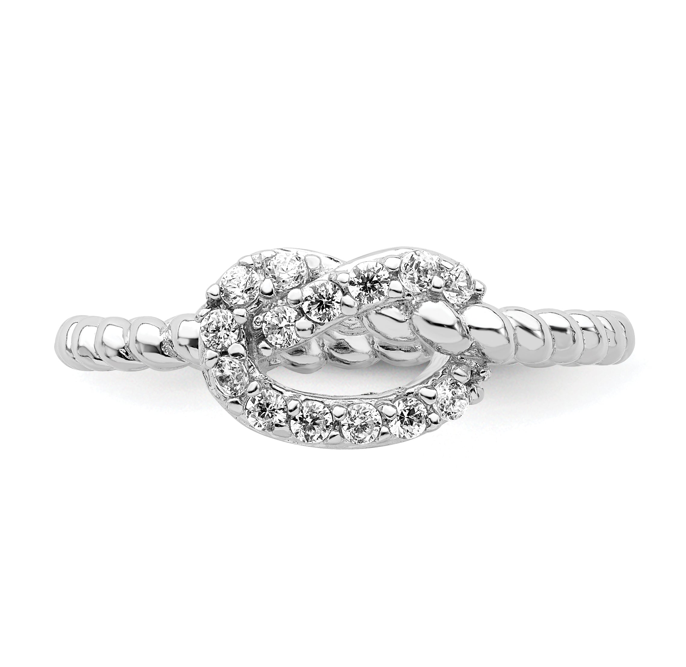 Cheryl M Sterling Silver Rhodium-plated Brilliant-cut CZ Knot Ring